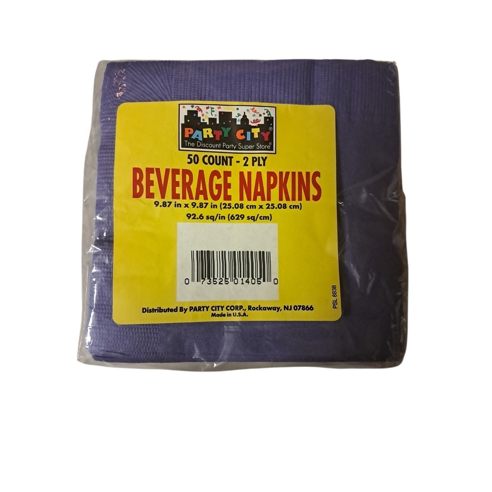 Purple Beverage Napkins 50 Count 2 Ply